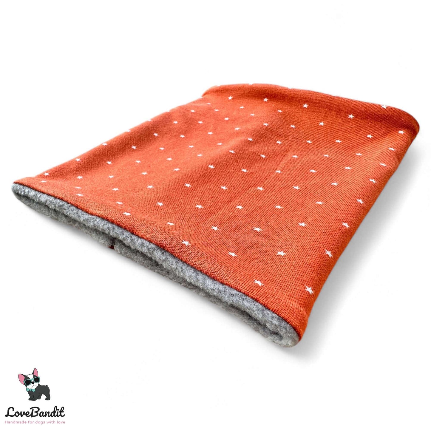 Hundeloop Hundeschal "Mini Sterne Dunkel Orange" mit Fleece oder Teddyplüsch - LoveBandit