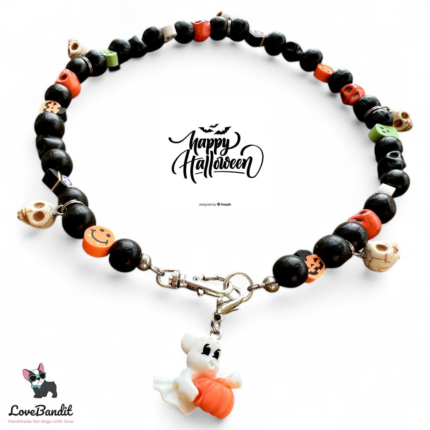 Schmuckkette - Halloween Halsband für Hunde mit Totenköpfen - LoveBandit