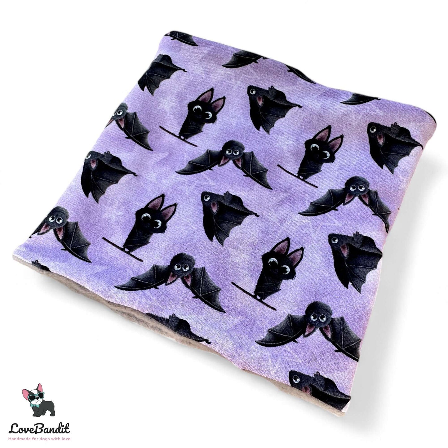 Hundeloop Hundeschal "Flieder Fledermaus" mit Fleece oder Teddyplüsch - LoveBandit