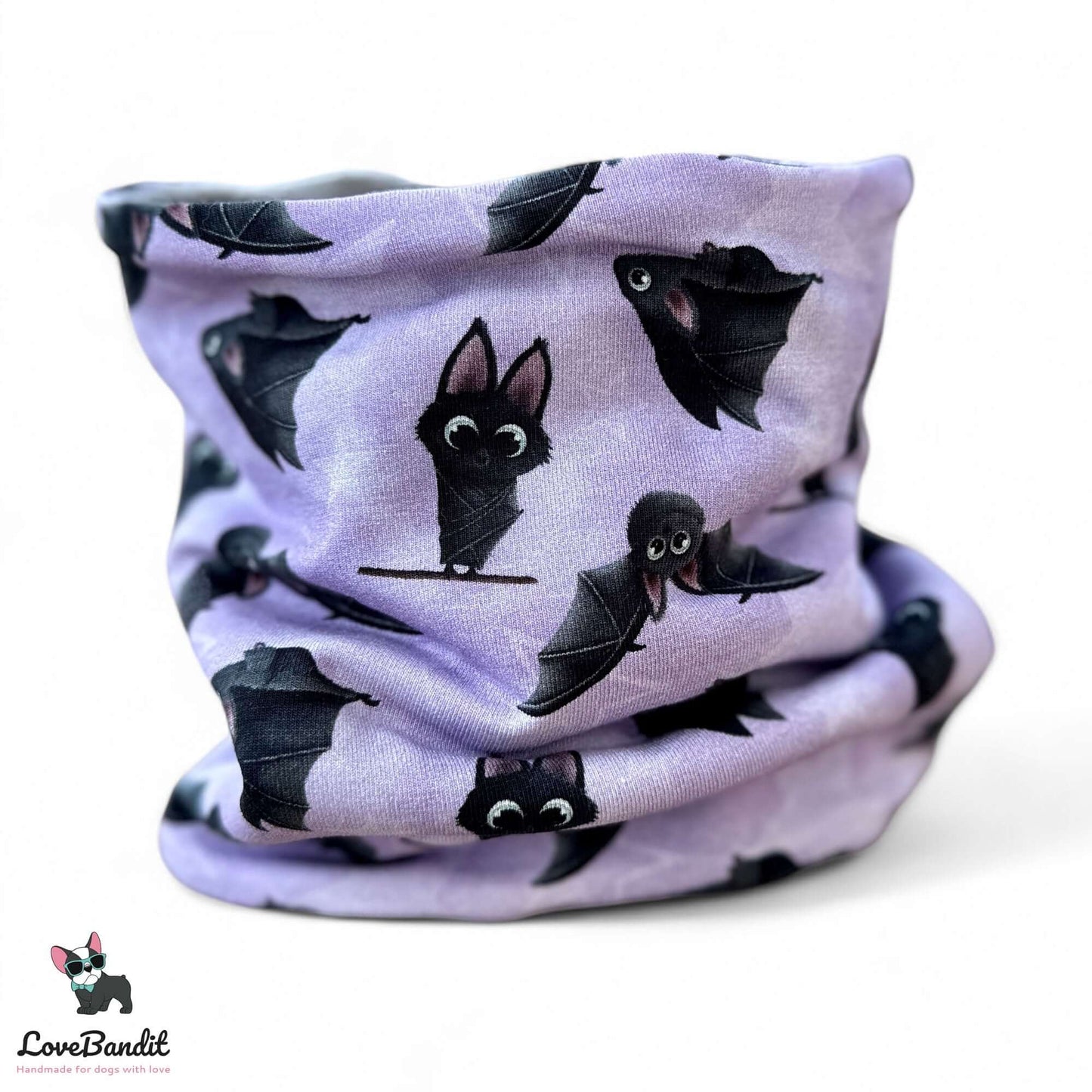 Hundeloop Hundeschal "Flieder Fledermaus" mit Fleece oder Teddyplüsch - LoveBandit