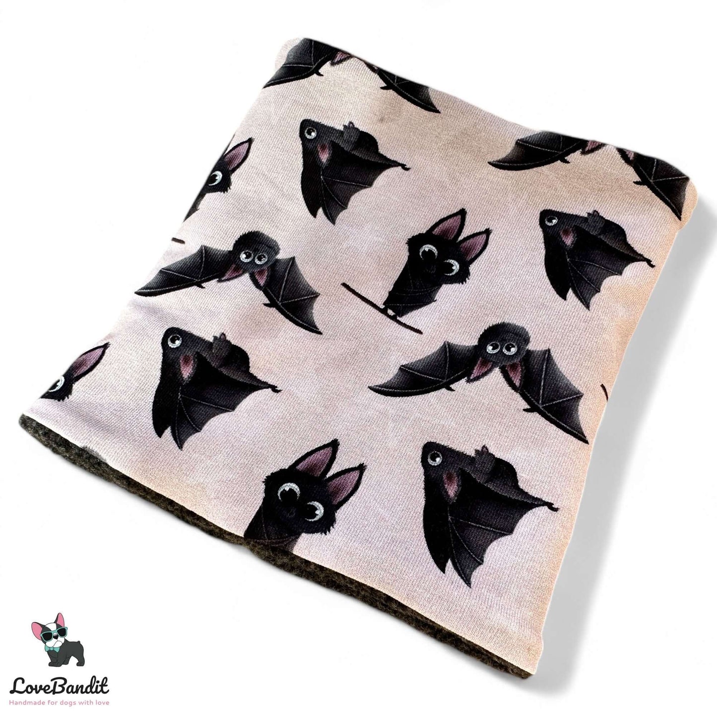 Hundeloop Hundeschal Fledermaus Taupe mit Fleece oder Teddyplüsch - LoveBandit