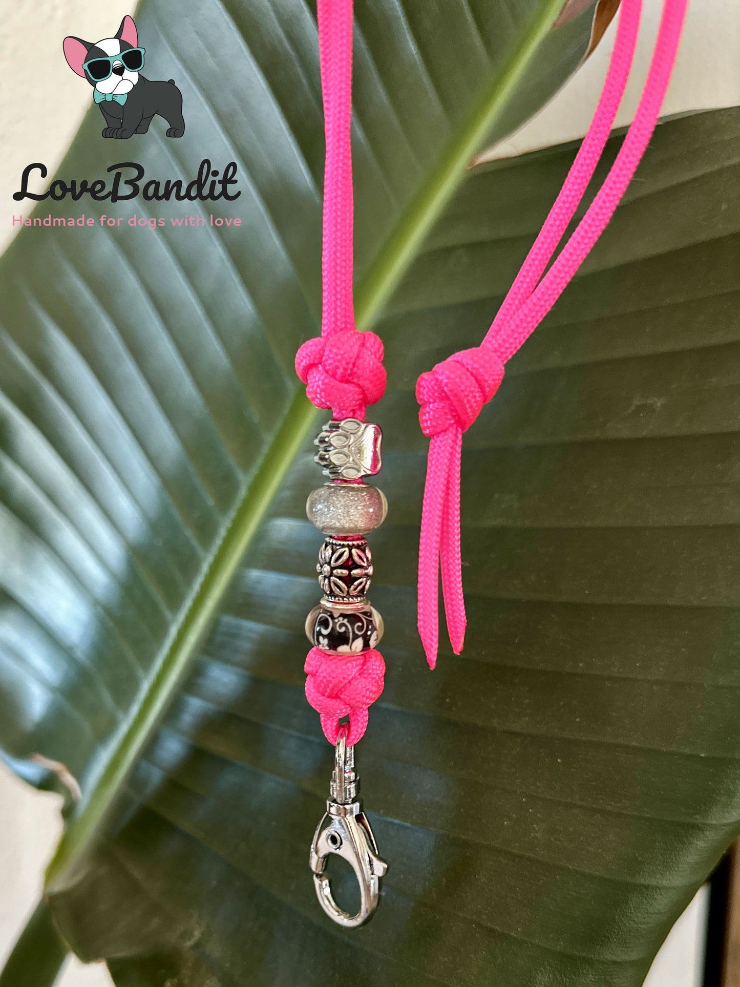 Hundepfeifenband "Summer" Neonpink Blumen Pfote - LoveBandit