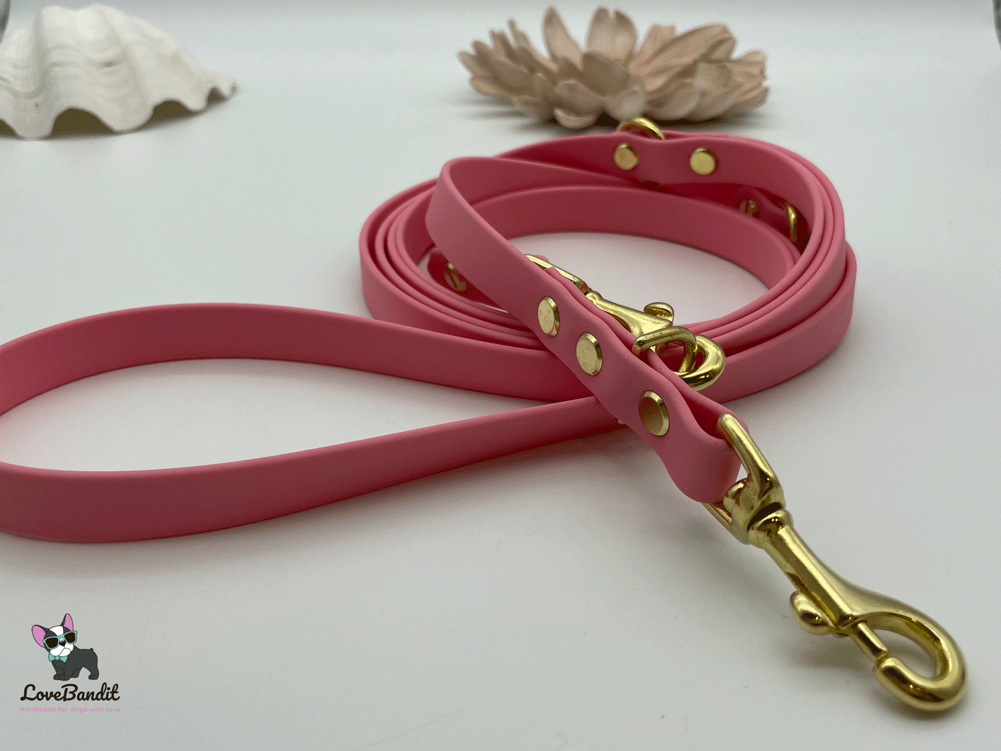Klassische Hundeleine "Heaven midi" aus BioThane® und Messing VEGAN - LoveBandit