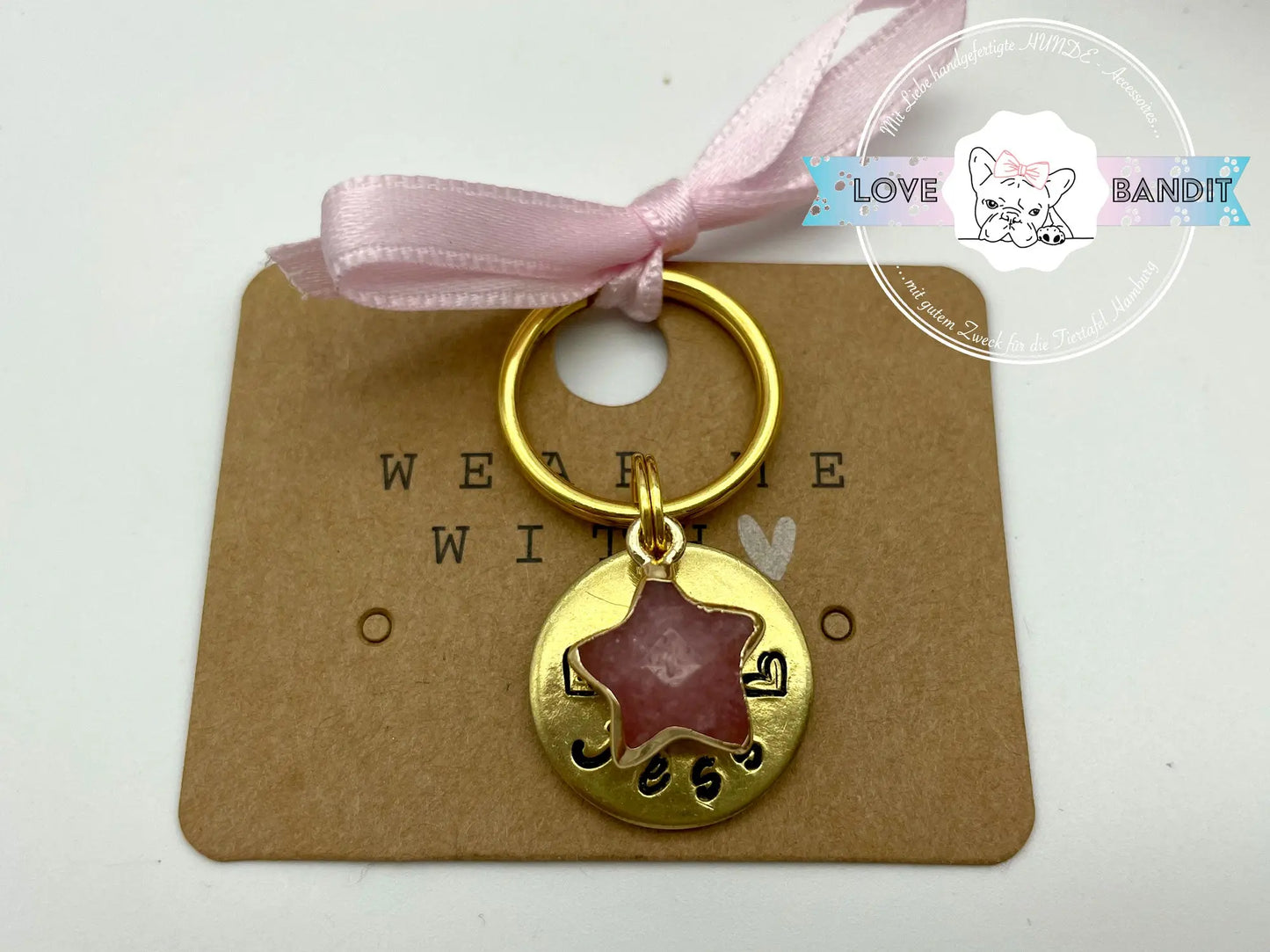 Kleine Hundemarke Mini aus Messing mit Anhänger - LoveBandit
