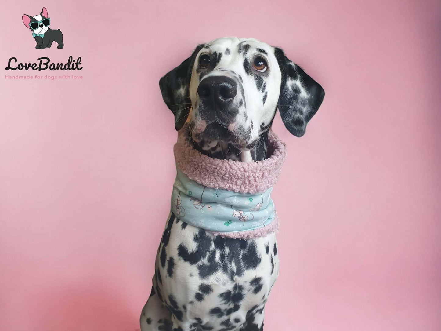 Hundeloop Hundeschal Kleine Maus mint rosa Teddy- LoveBandit