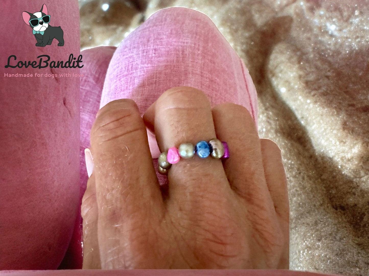 Süsswasserperlen Ring multicolor - elastisch - LoveBandit