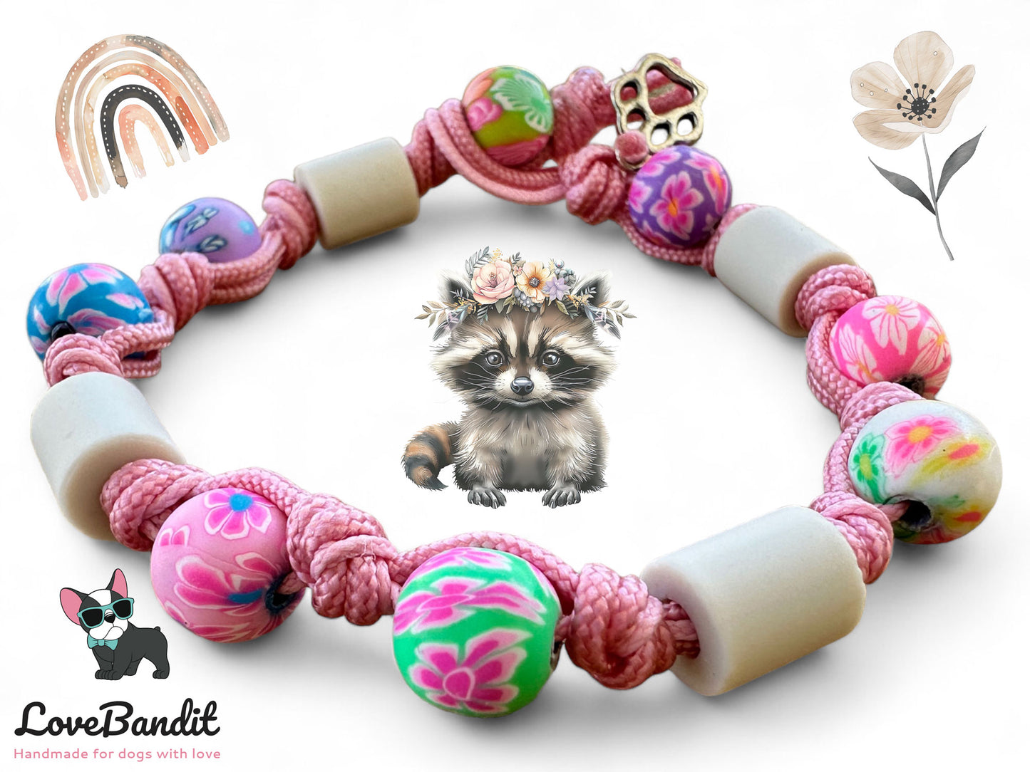 EM-Keramik Halsband Bunte Perlen mit Anhänger - LoveBandit