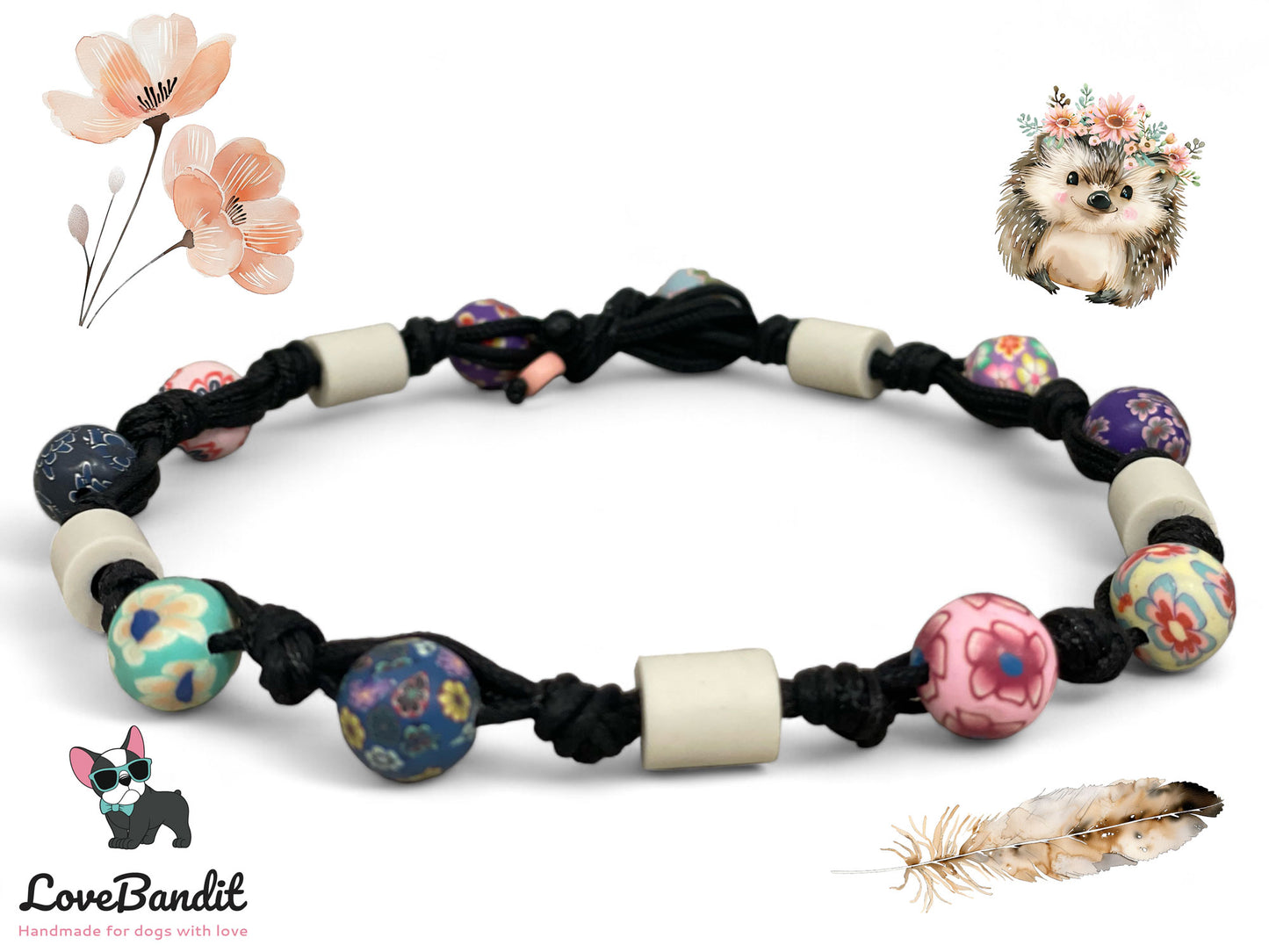 EM-Keramik Halsband Bunte Perlen mit Anhänger - LoveBandit