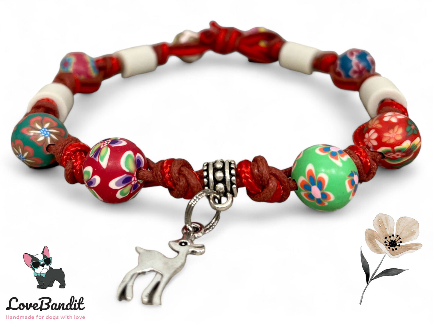 EM-Keramik Halsband Bunte Perlen mit Anhänger - LoveBandit