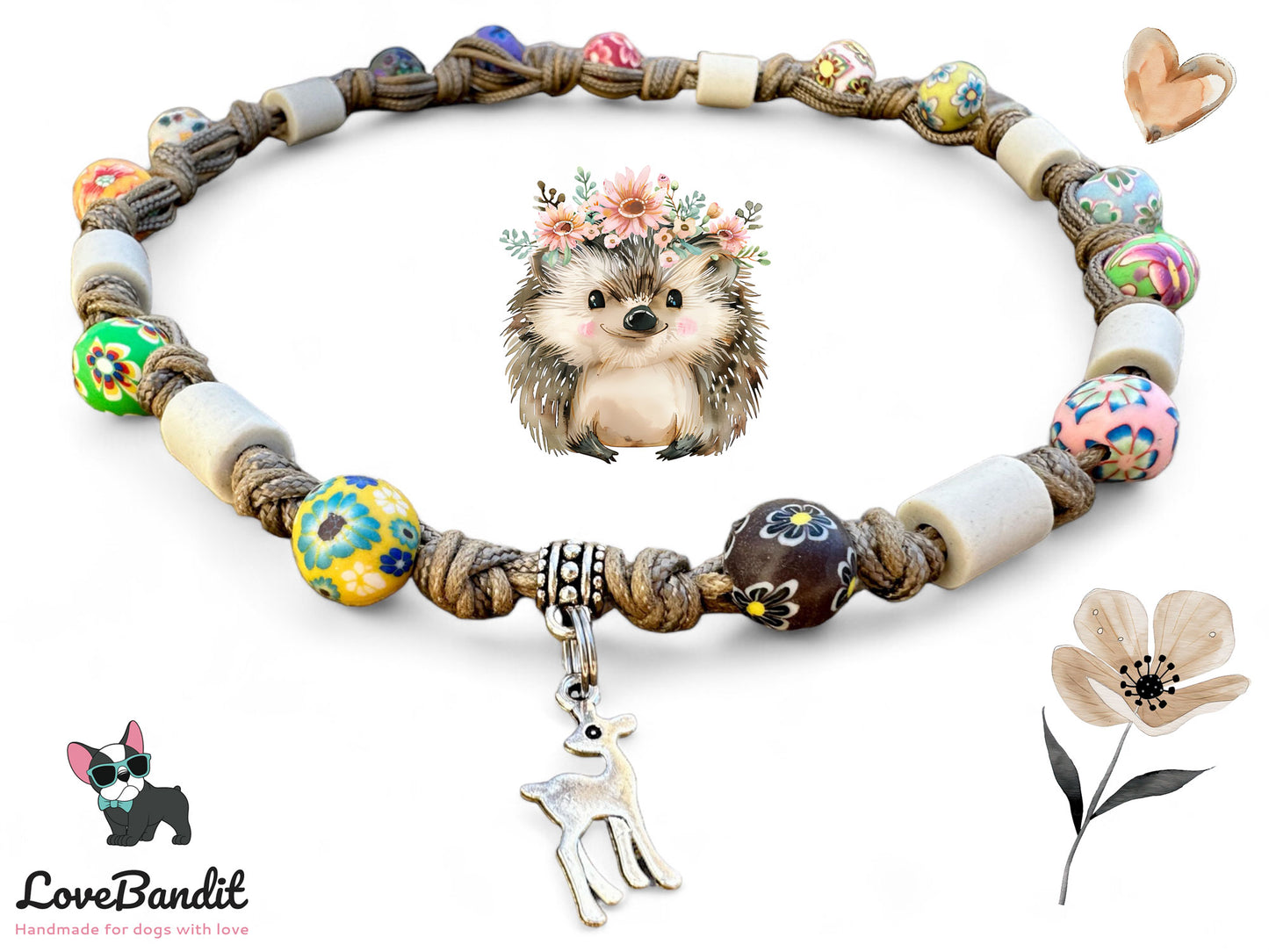 EM-Keramik Halsband Bunte Perlen mit Anhänger - LoveBandit