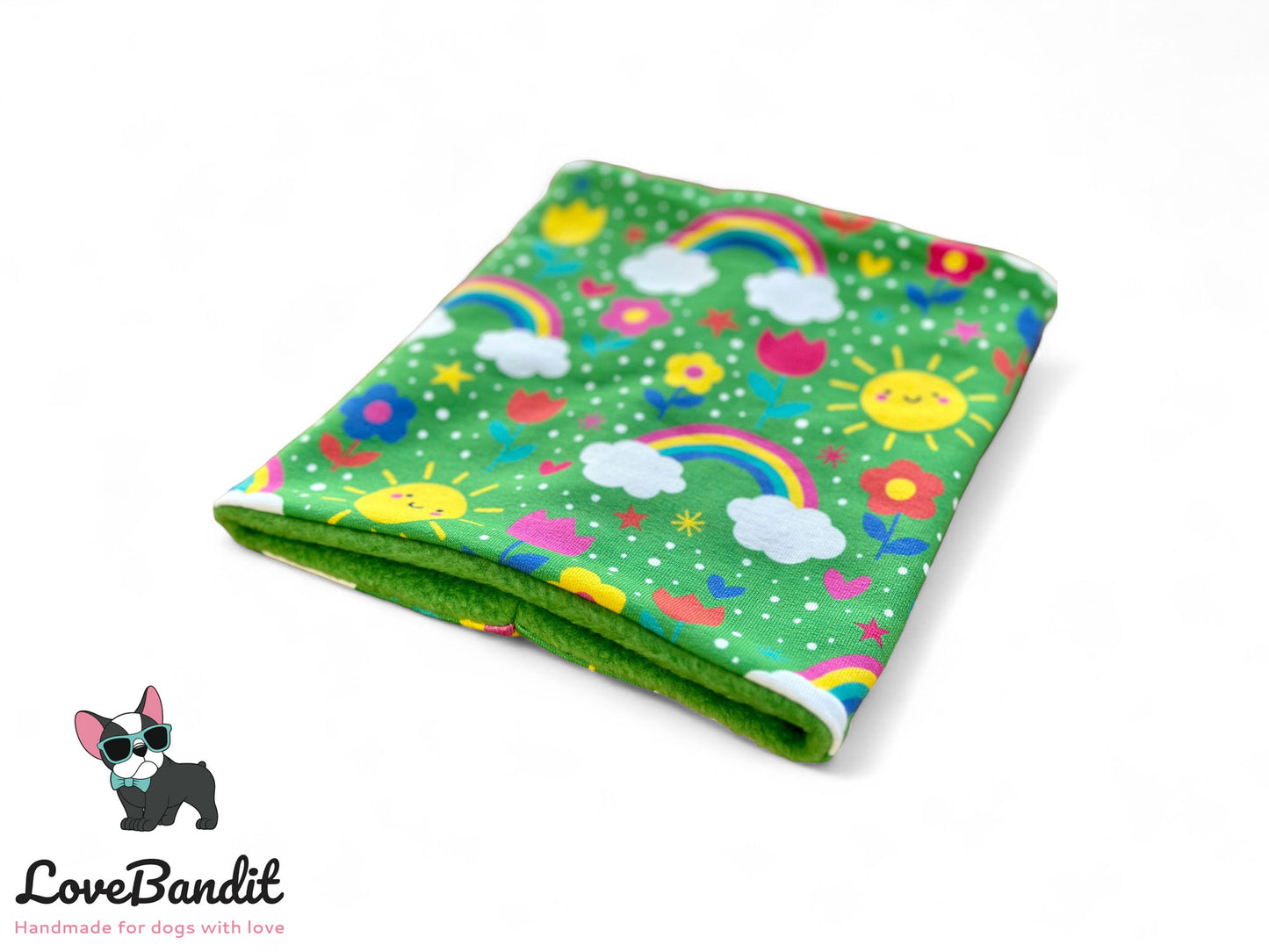 Hundeloop Hundeschal Regenbogen Sonne Blumen grasgrün - LoveBandit