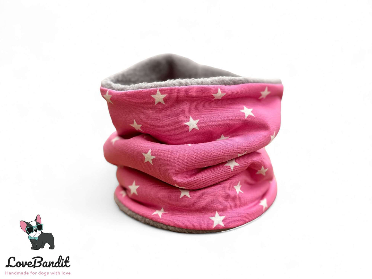 Hundeloop Hundeschal Sterne Hellpink Fleece Teddyplüsch - LoveBandit