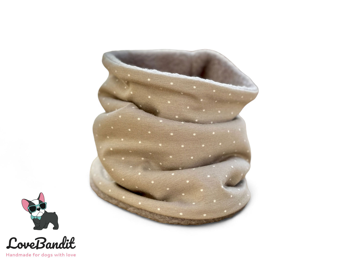 Hundeloop Hundeschal Mini Punkte taupe - LoveBandit