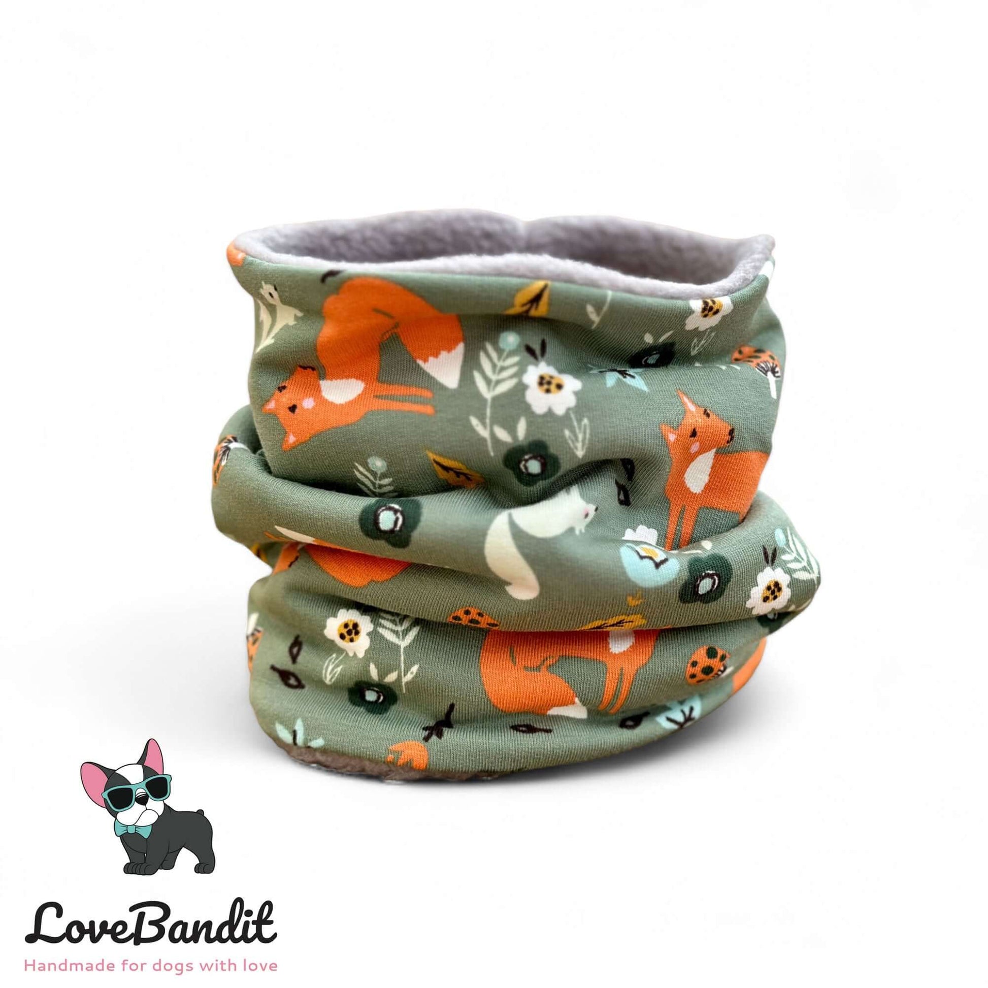 Hundeloop Hundeschal Fuchs Eichhörnchen altgrün - LoveBandit