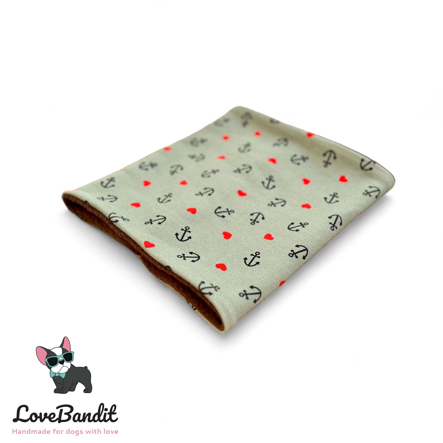 Hundeloop Hundeschal Anker Herzen altgrün - LoveBandit