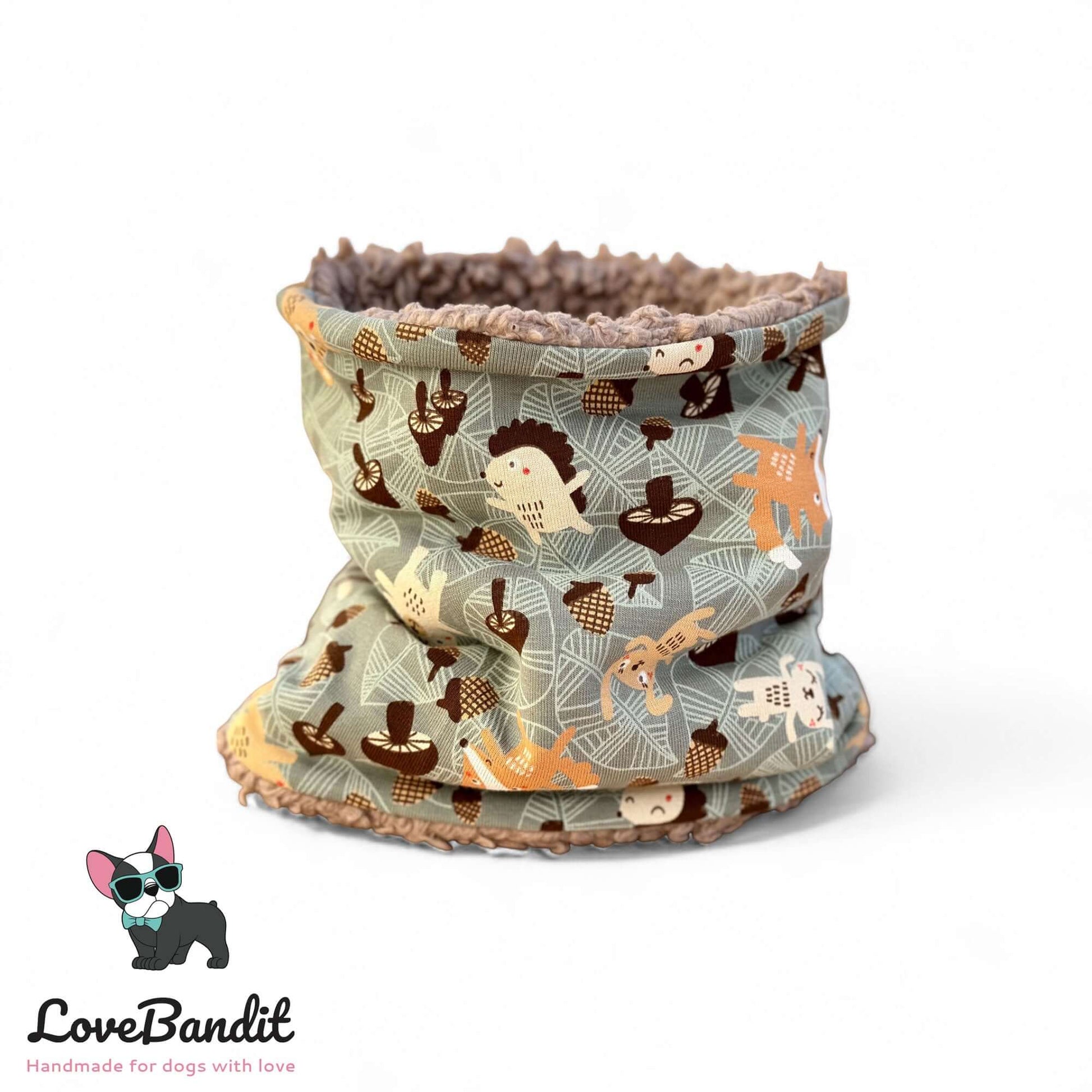Hundeloop Hundeschal Herbsttiere grüngrau - LoveBandit