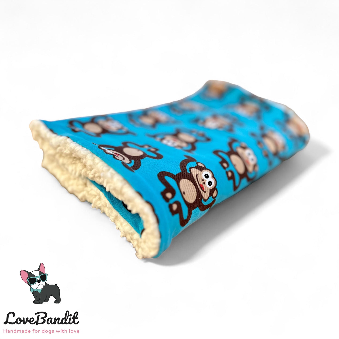 Hundeloop Hundeschal Affen blau Fleece Teddyplüsch - LoveBandit