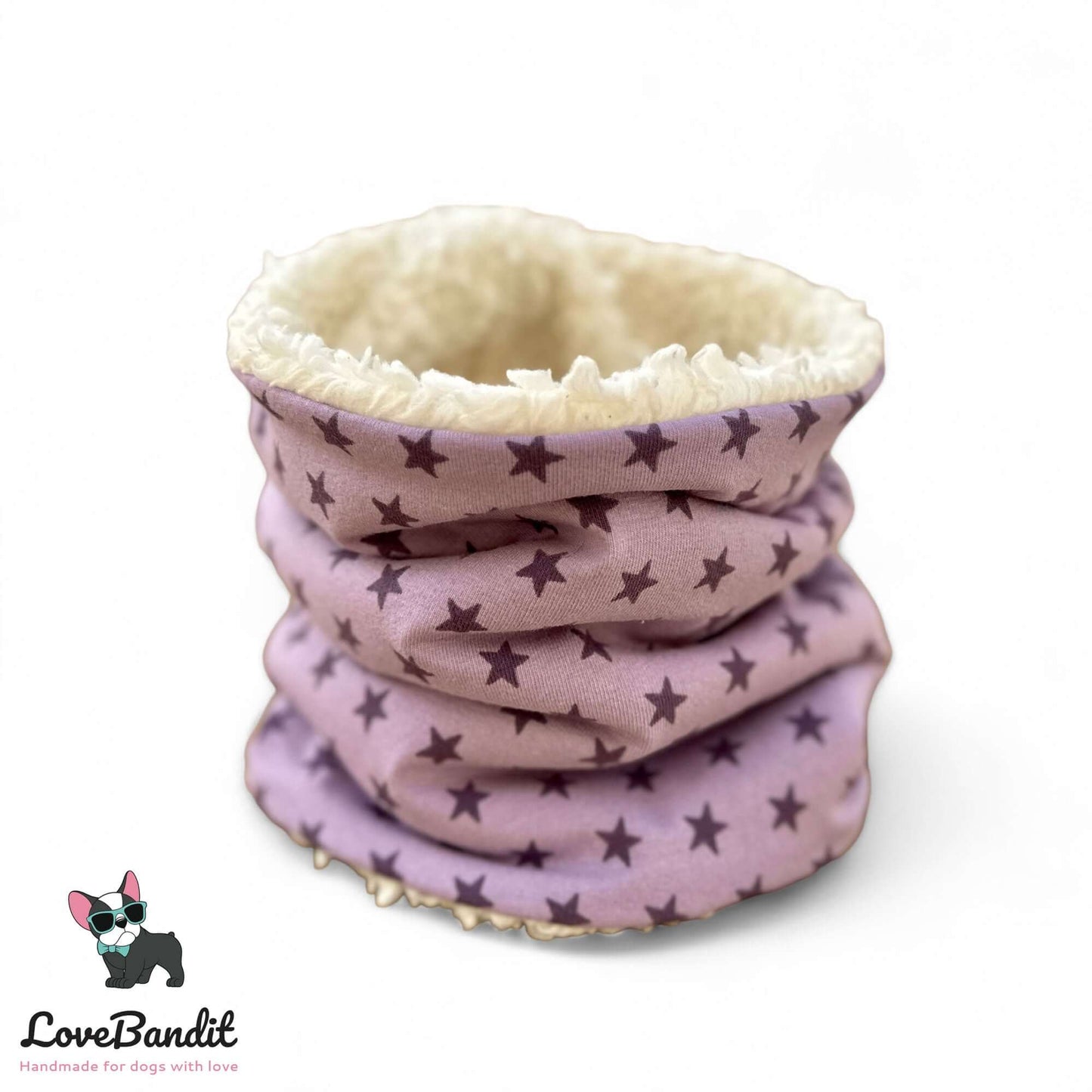 Hundeloop Hundeschal Sterne Flieder Fleece Teddy - LoveBandit