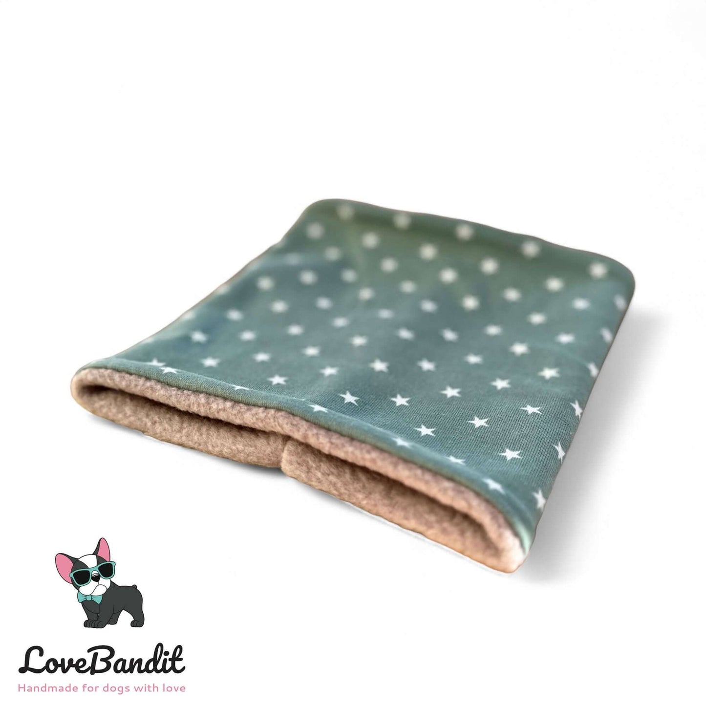 Hundeloop Hundeschal "Mini Sterne Vintagegrün" Fleece oder Teddyplüsch - LoveBandit