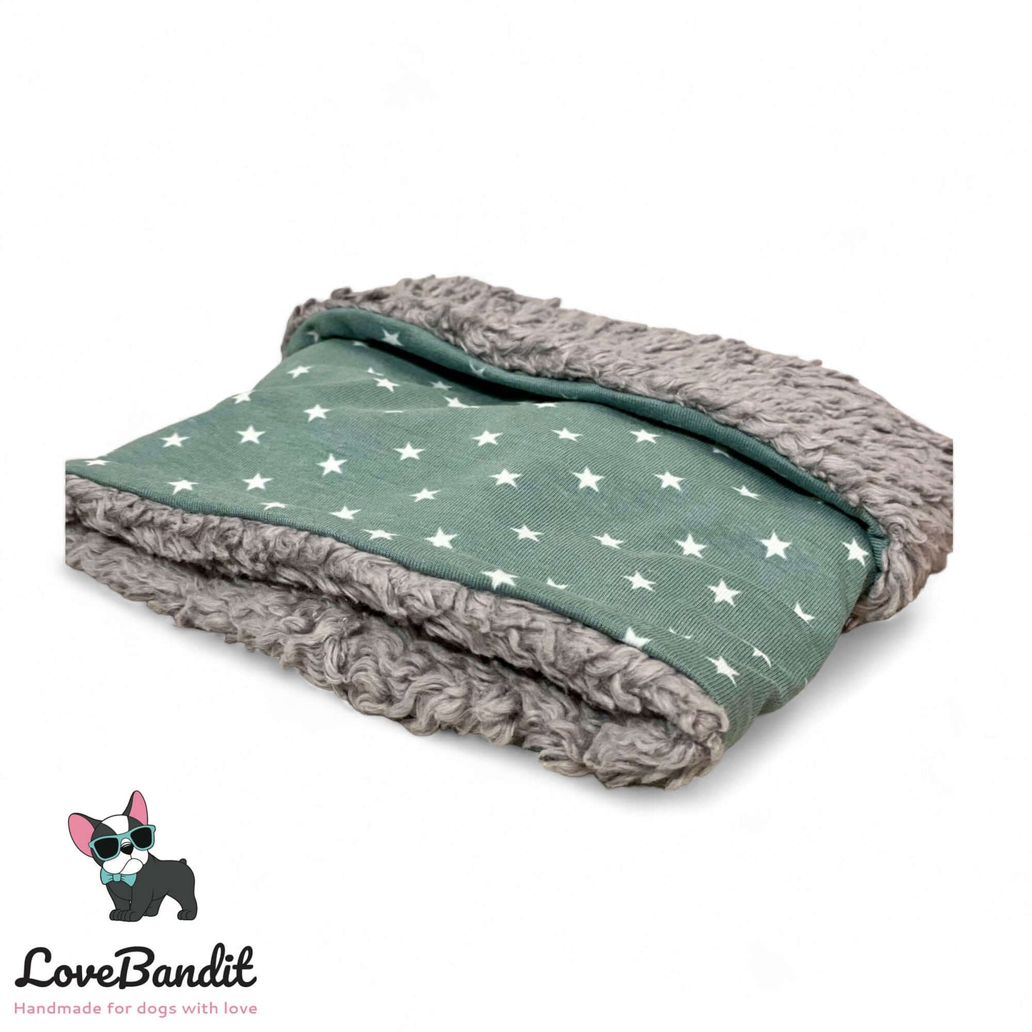 Hundeloop Hundeschal "Mini Sterne Vintagegrün" Fleece oder Teddyplüsch - LoveBandit