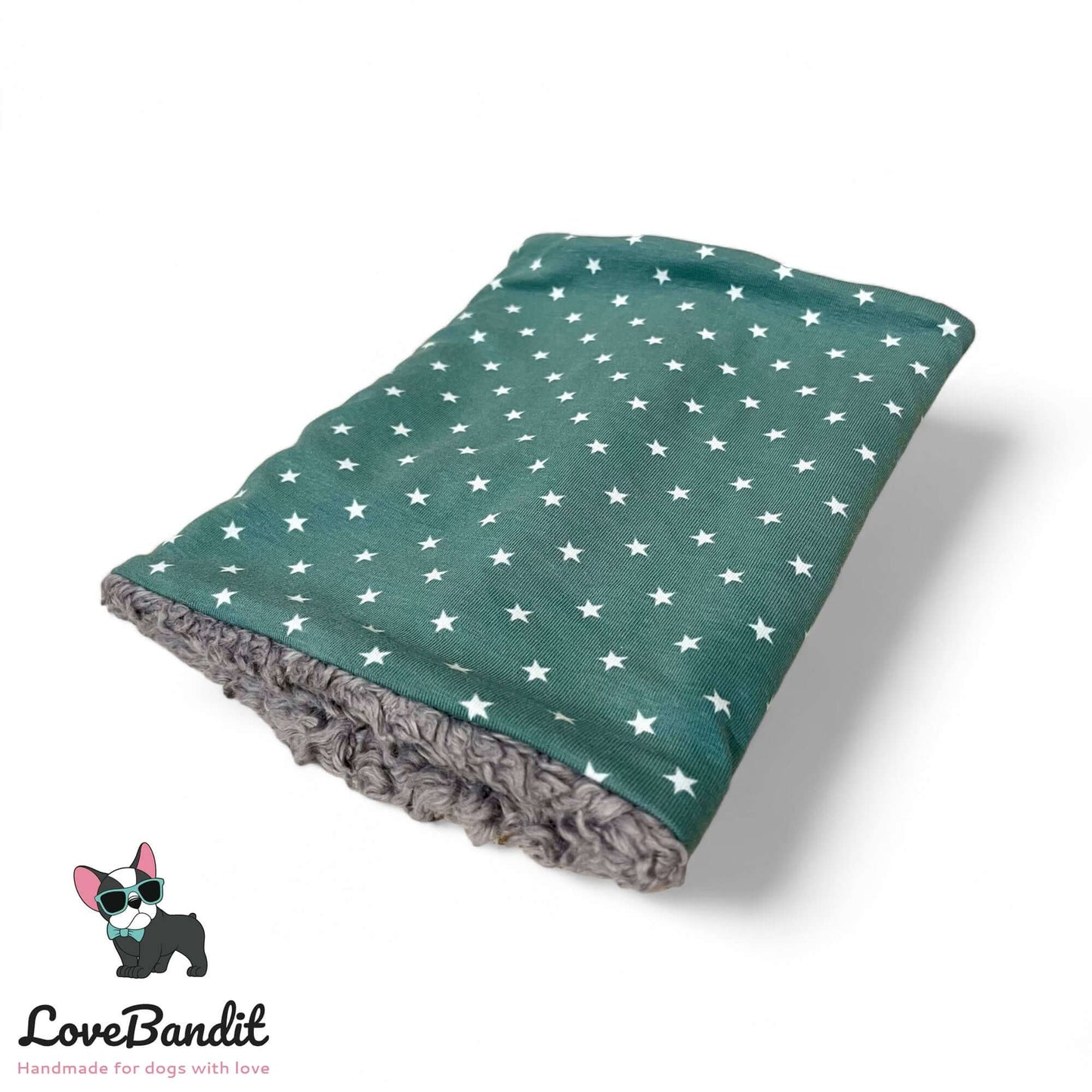 Hundeloop Hundeschal "Mini Sterne Vintagegrün" Fleece oder Teddyplüsch - LoveBandit