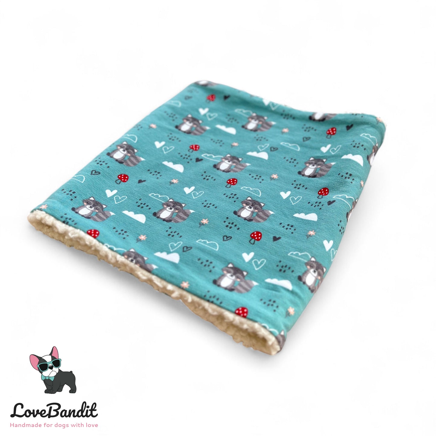 Hundeloop Hundeschal Waschbär eisblau Fleece Teddyplüsch - LoveBandit