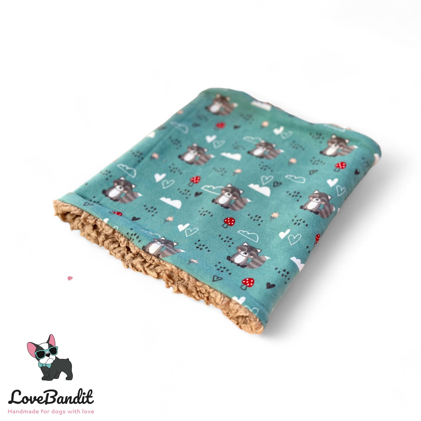 Hundeloop Hundeschal Waschbär eisblau Fleece Teddyplüsch - LoveBandit