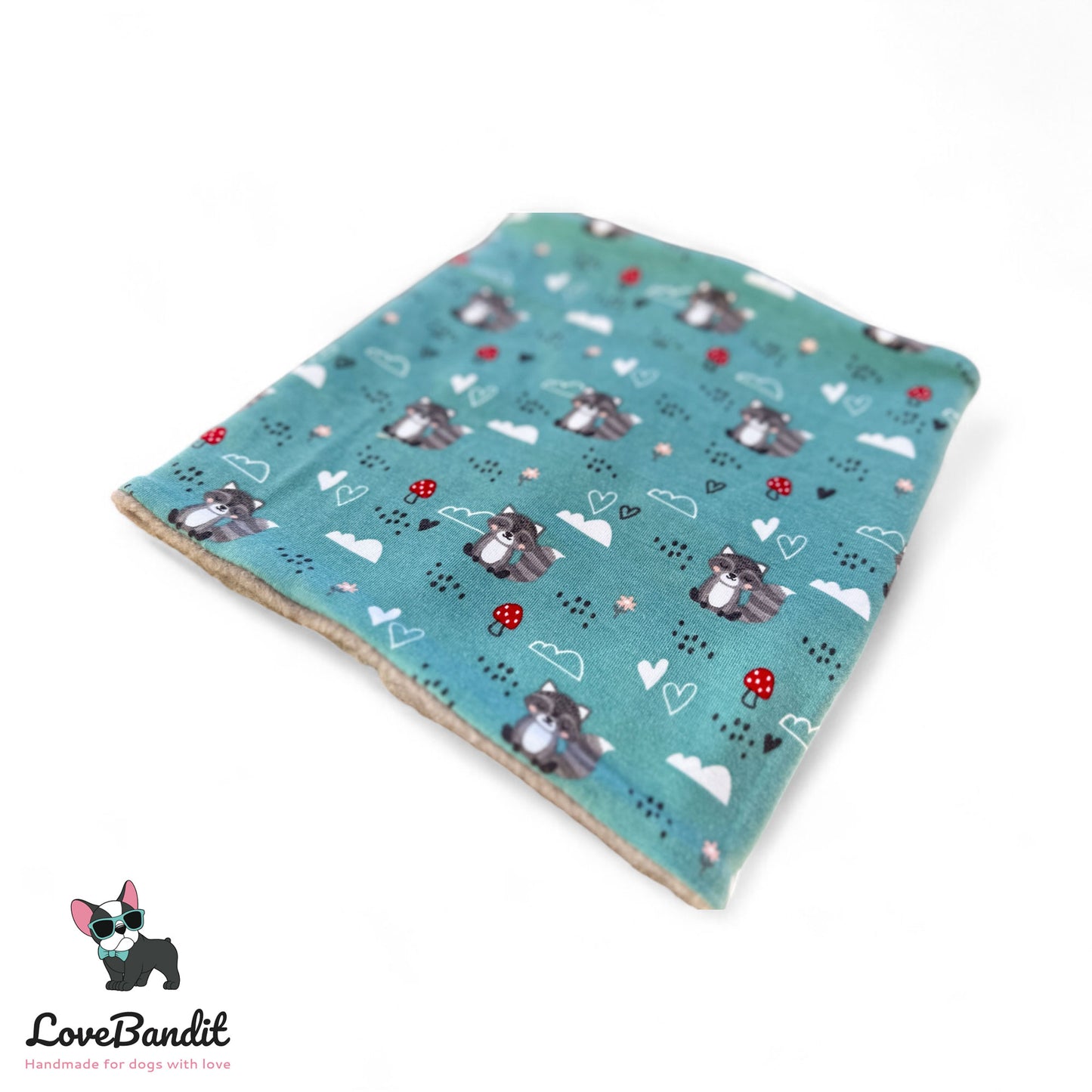 Hundeloop Hundeschal Waschbär eisblau Fleece Teddyplüsch - LoveBandit