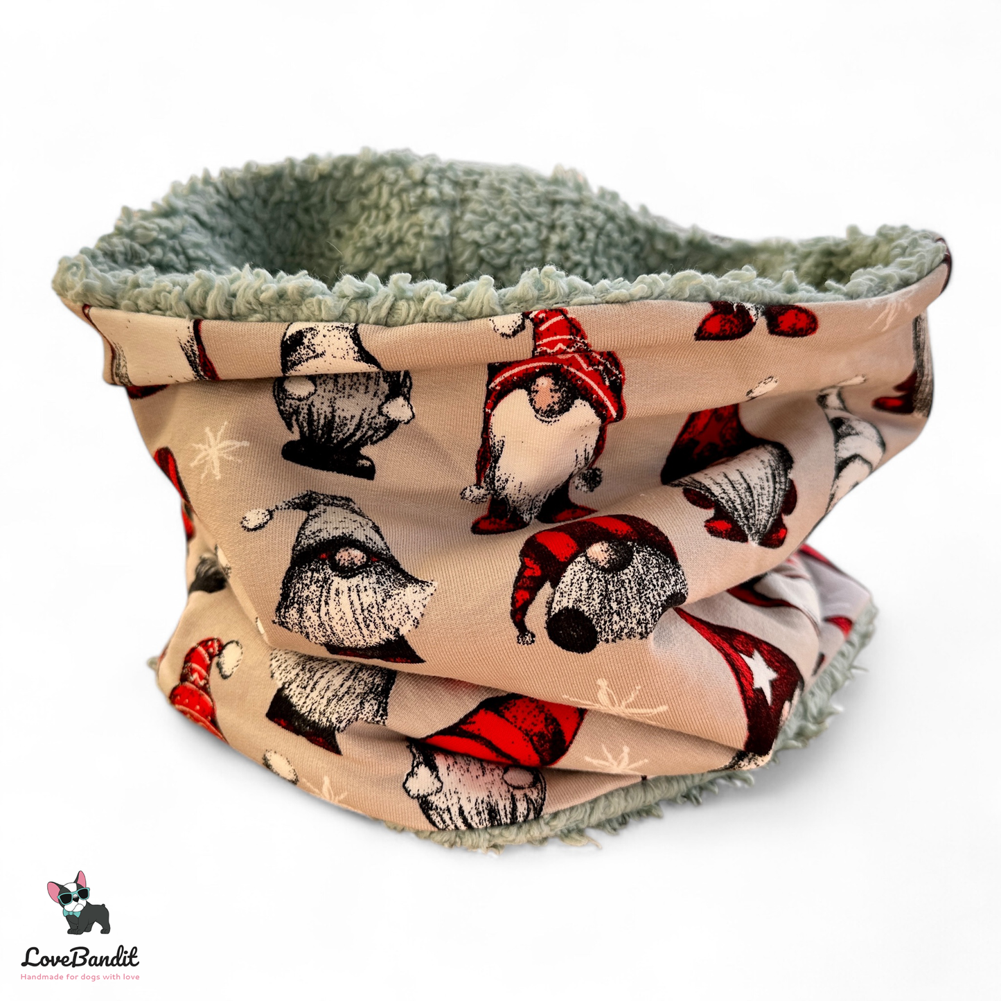 Hundeloop Hundeschal "Weihnachts Wichtel" beige - LoveBandit