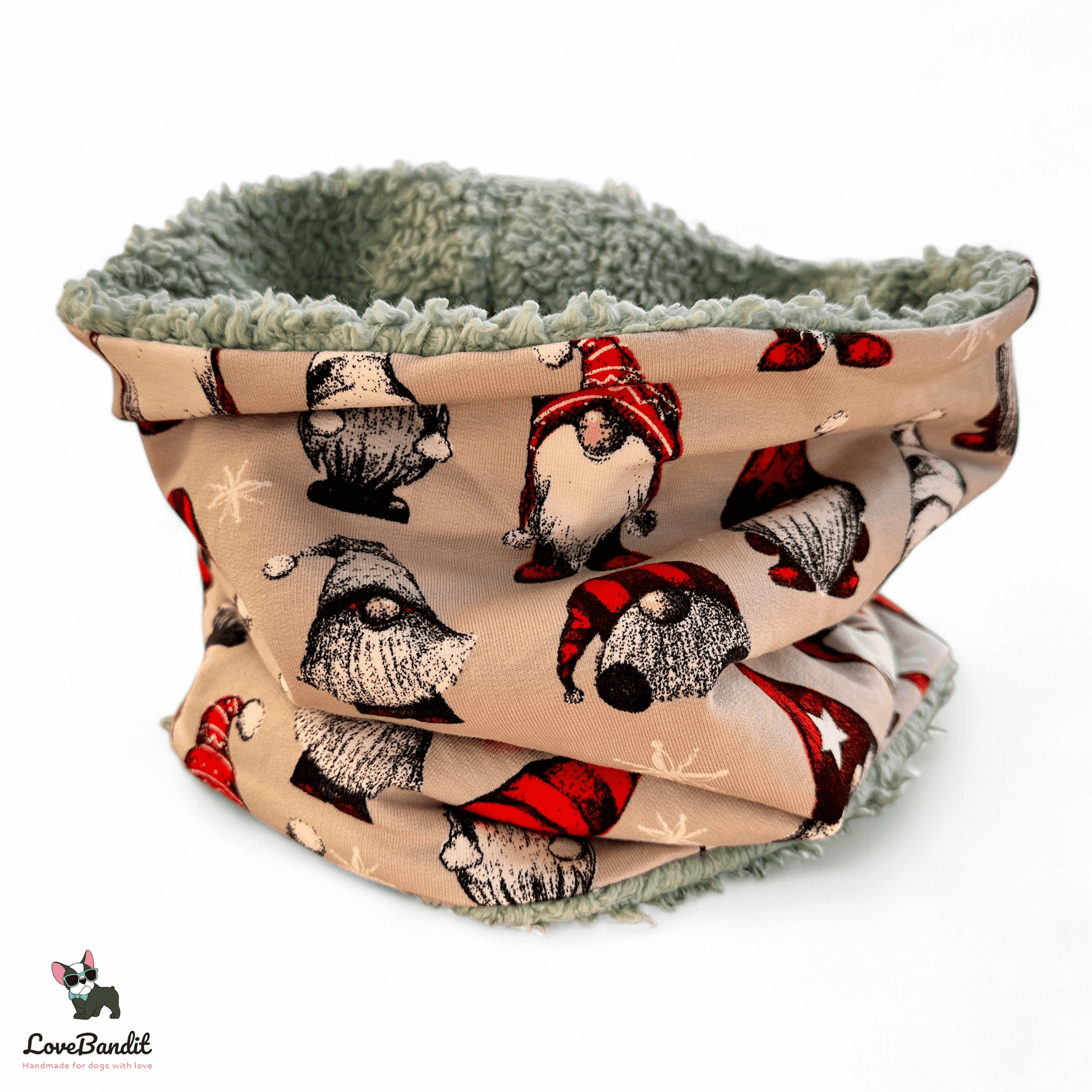 Hundeloop Hundeschal "Weihnachts Wichtel" beige - LoveBandit