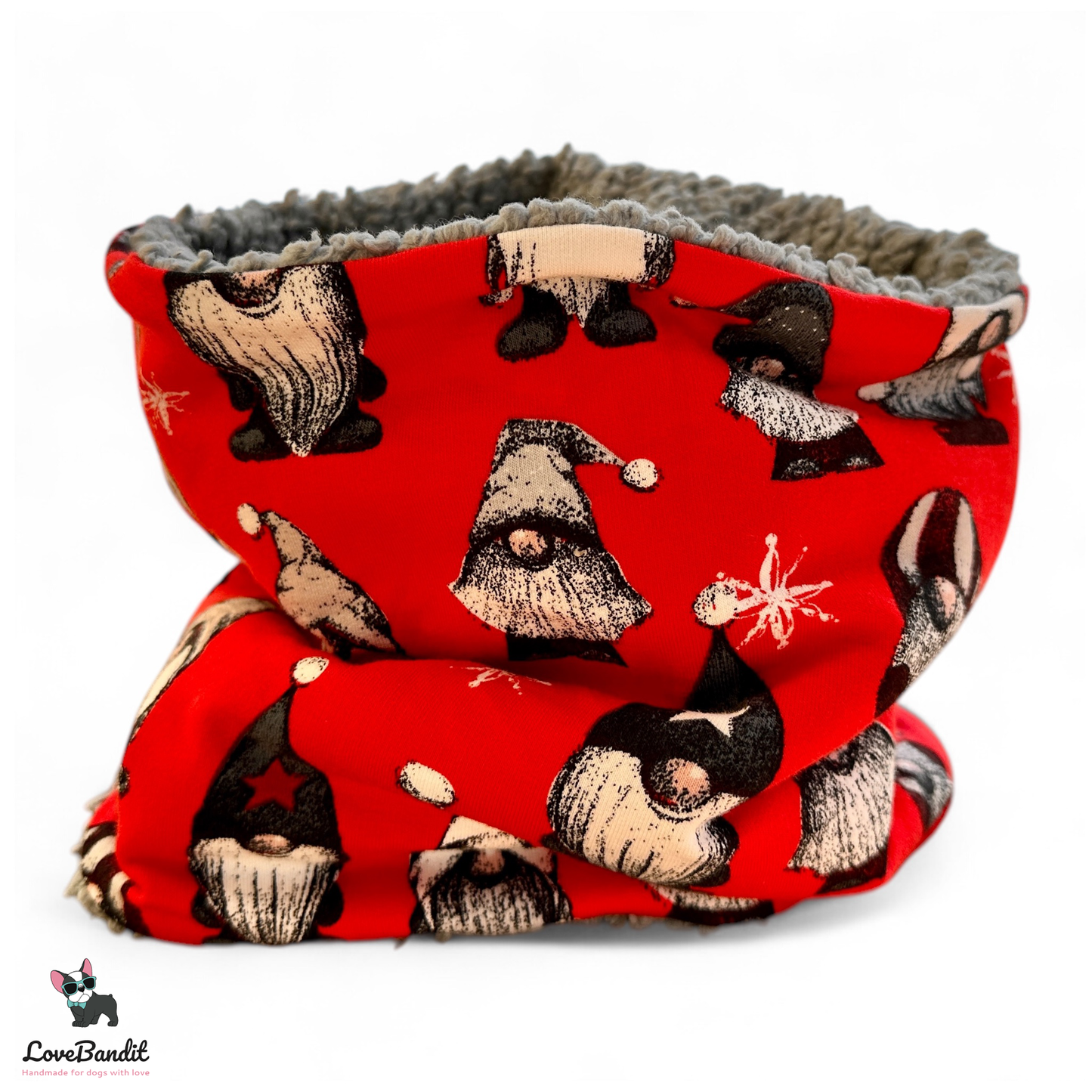 Hundeloop Hundeschal "Weihnachts Wichtel" rot - LoveBandit