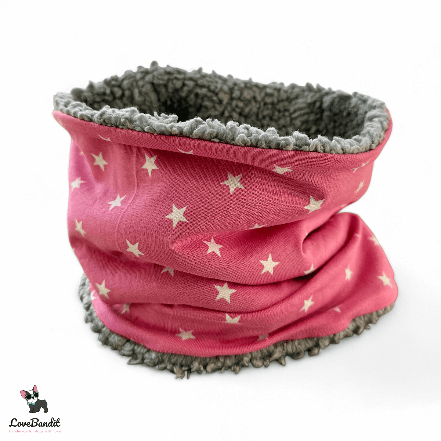 Hundeloop Hundeschal Sterne Hellpink Fleece Teddyplüsch - LoveBandit
