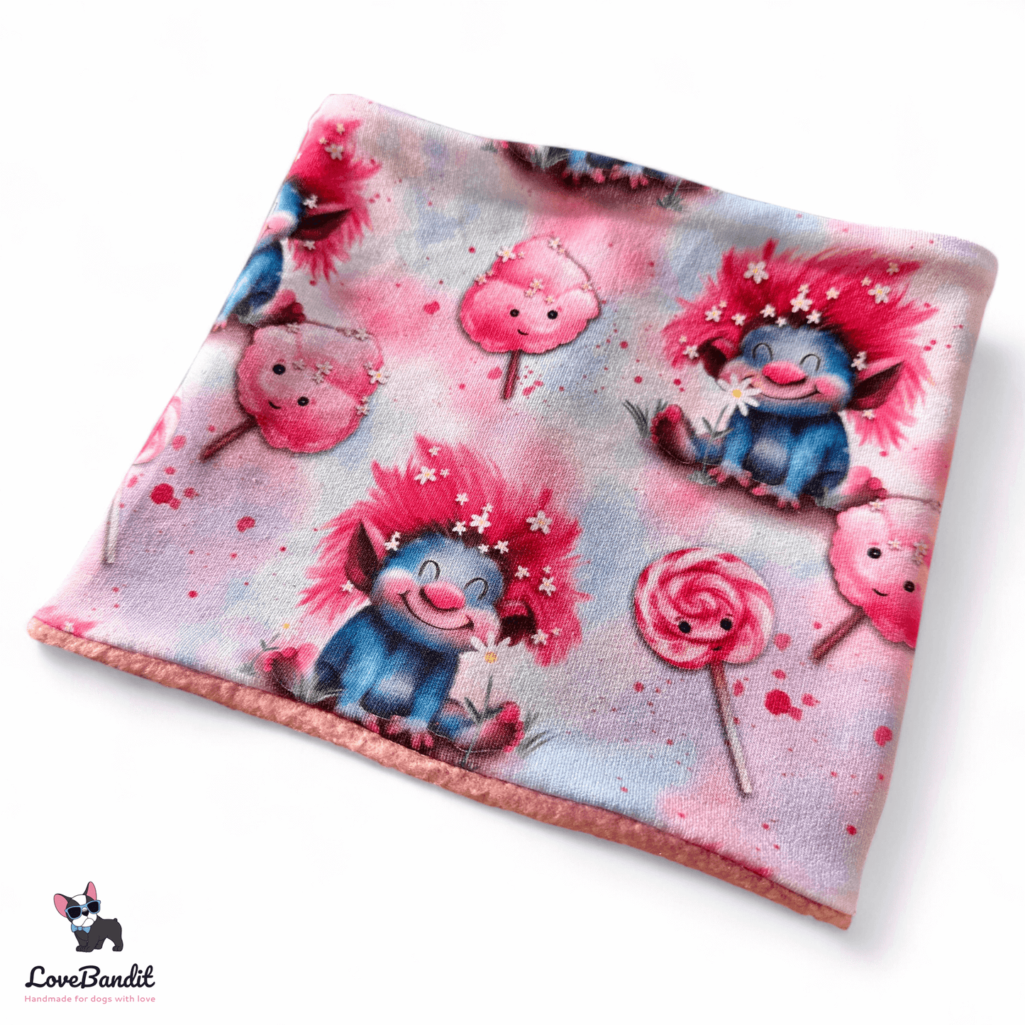 Hundeschal Hundeloop "Zuckersüsse Trolle" pink - LoveBandit