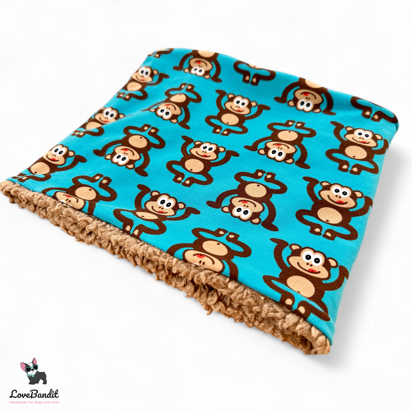 Hundeloop Hundeschal Affen blau Fleece Teddyplüsch - LoveBandit