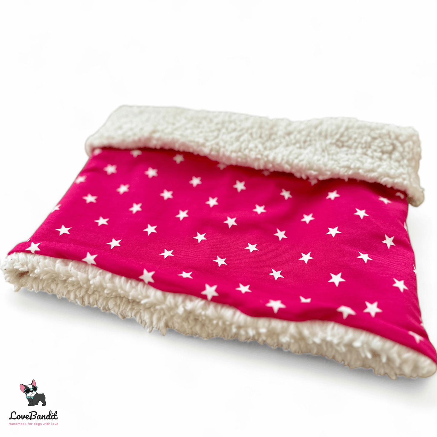 Hundeloop Hundeschal Sterne dunkelpink Fleece Teddyplüsch - LoveBandit