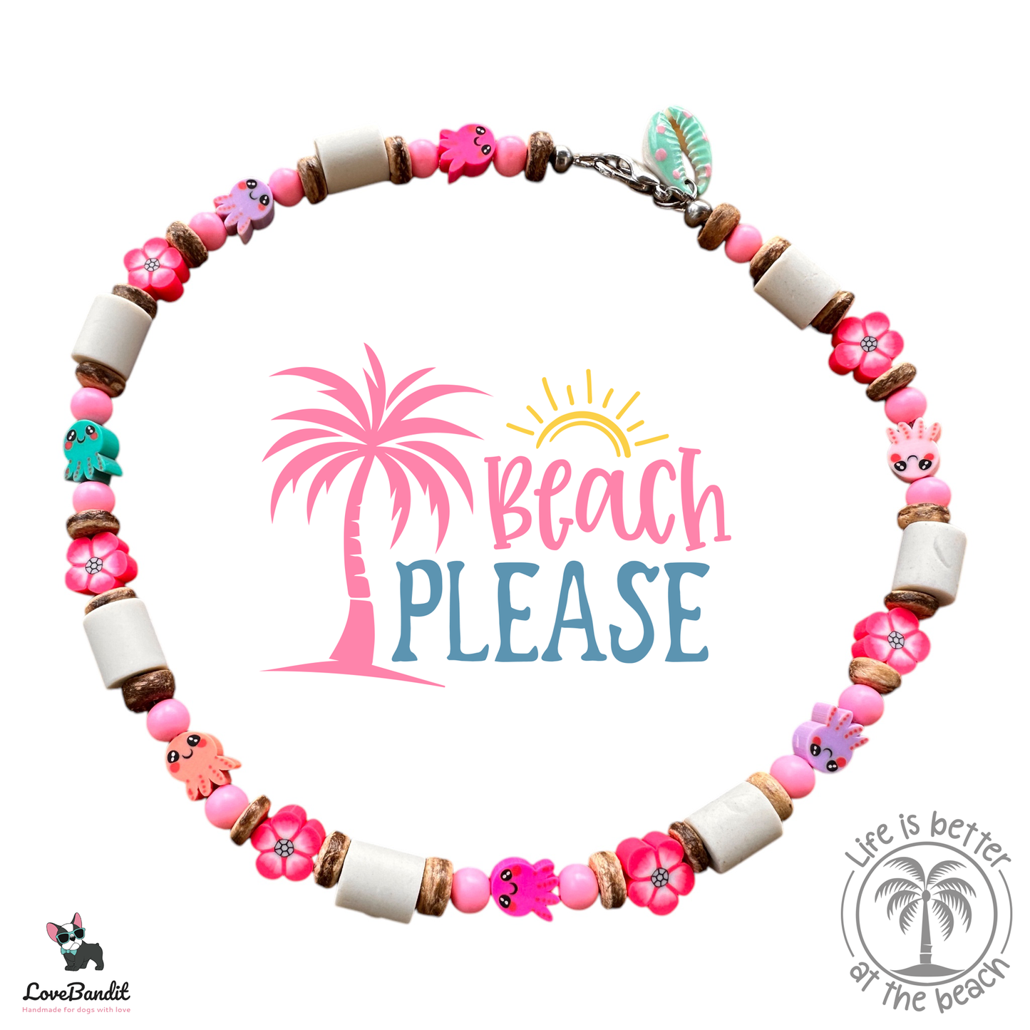 EM-Keramik Halsband Zeckenhalsband Octopus Hawaiiblumen - LoveBandit