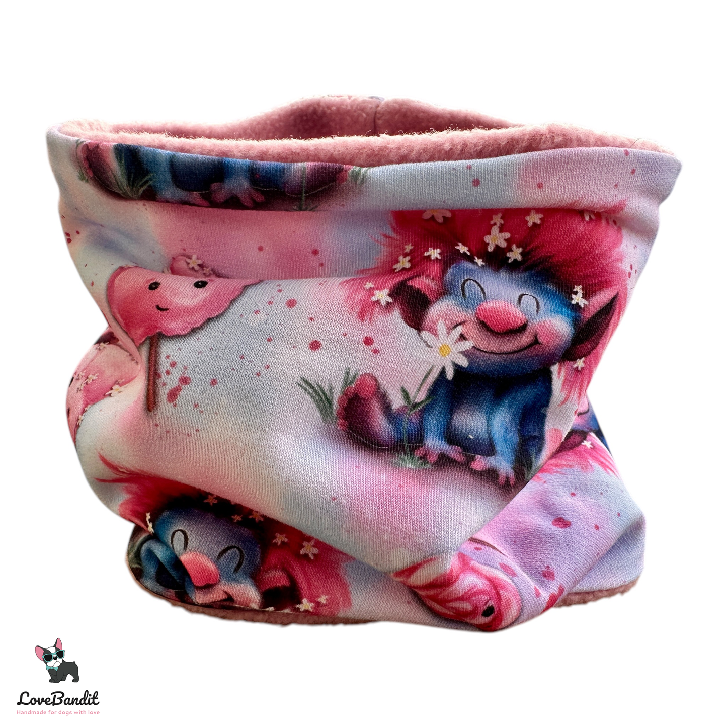 Hundeschal Hundeloop "Zuckersüsse Trolle" pink - LoveBandit