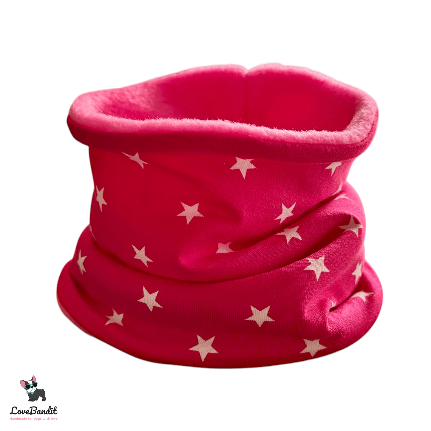 Hundeloop Hundeschal Sterne dunkelpink Fleece Teddyplüsch - LoveBandit
