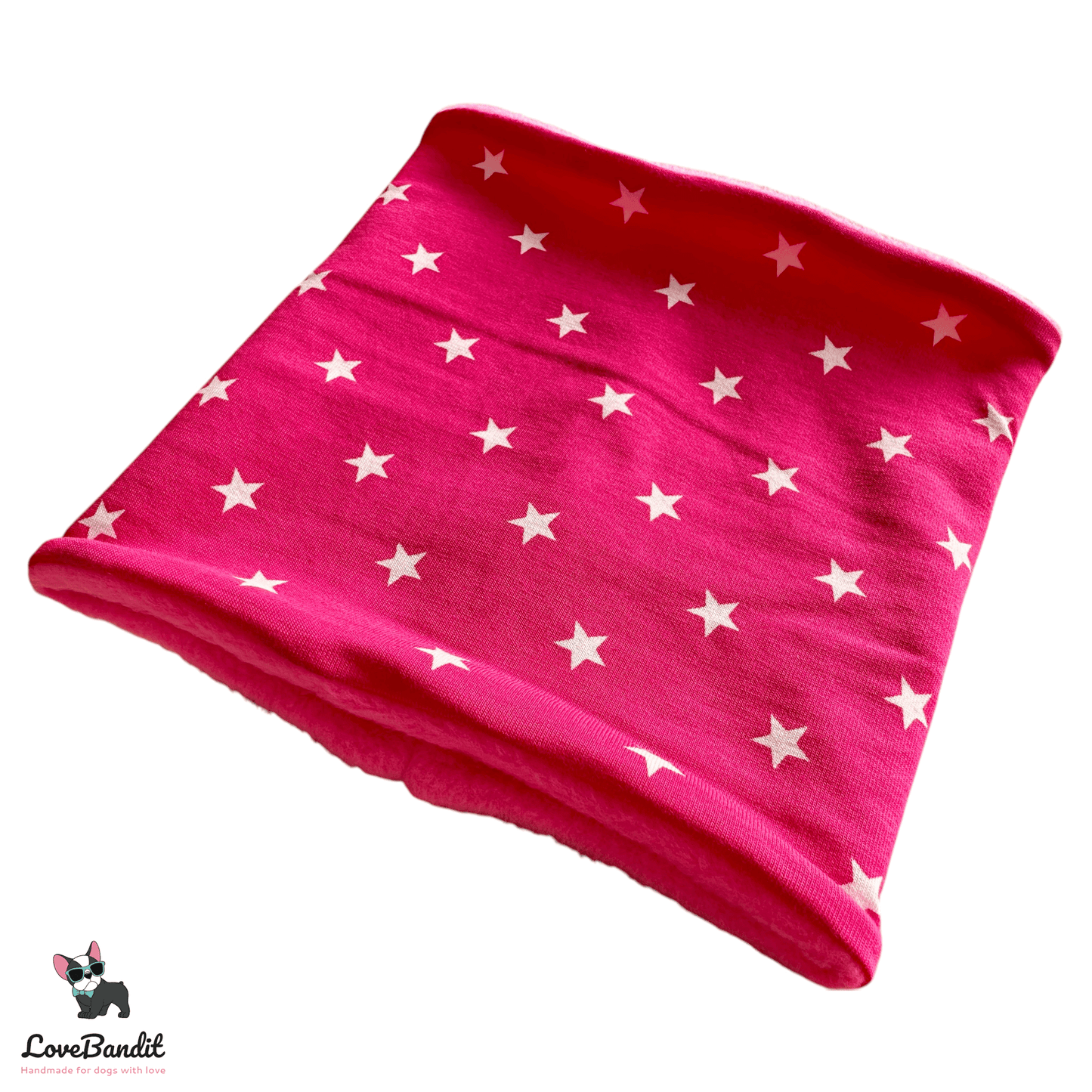 Hundeloop Hundeschal Sterne dunkelpink Fleece Teddyplüsch - LoveBandit