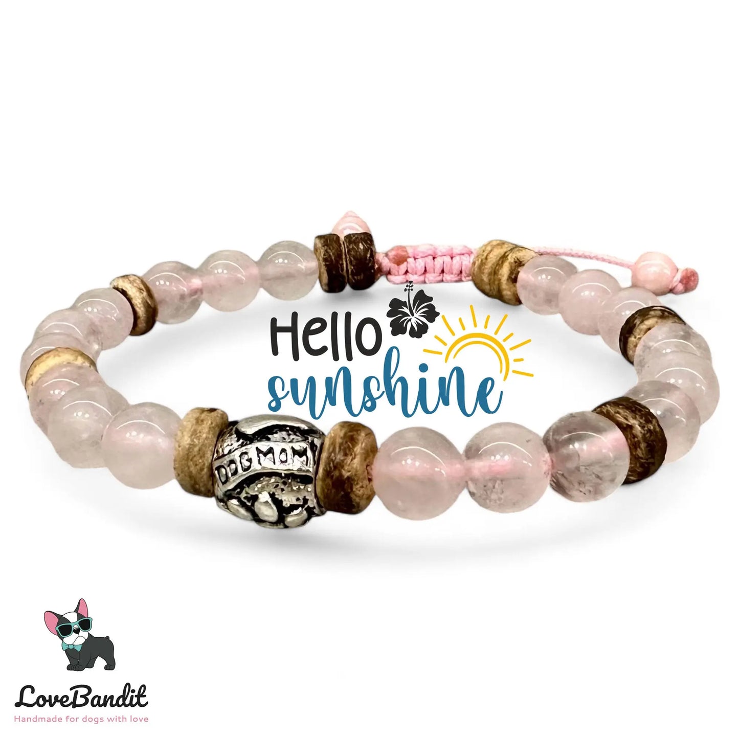 EM-Keramik Armband Rosenquarz Dog Mom - LoveBandit