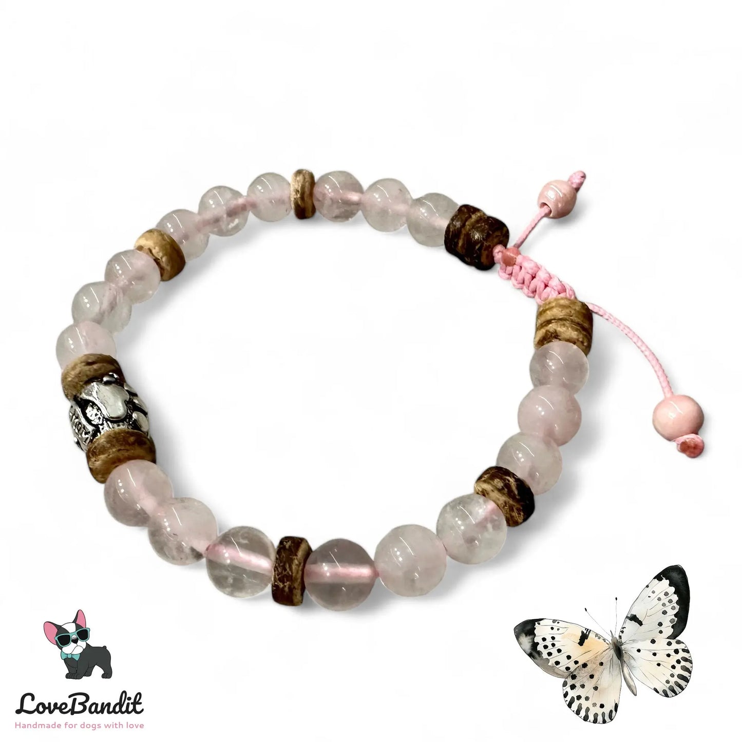 EM-Keramik Armband Rosenquarz Dog Mom - LoveBandit