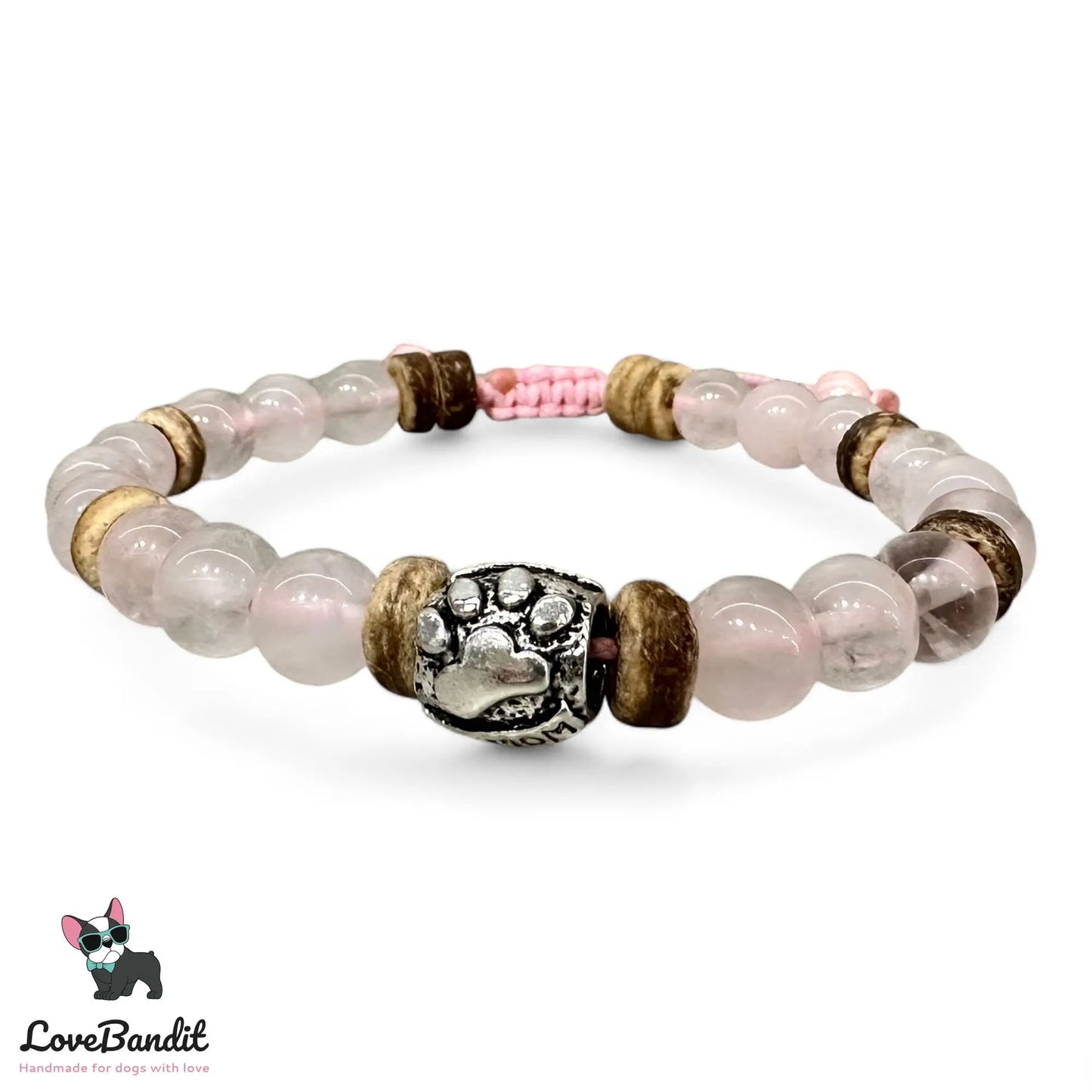 EM-Keramik Armband Rosenquarz Dog Mom - LoveBandit
