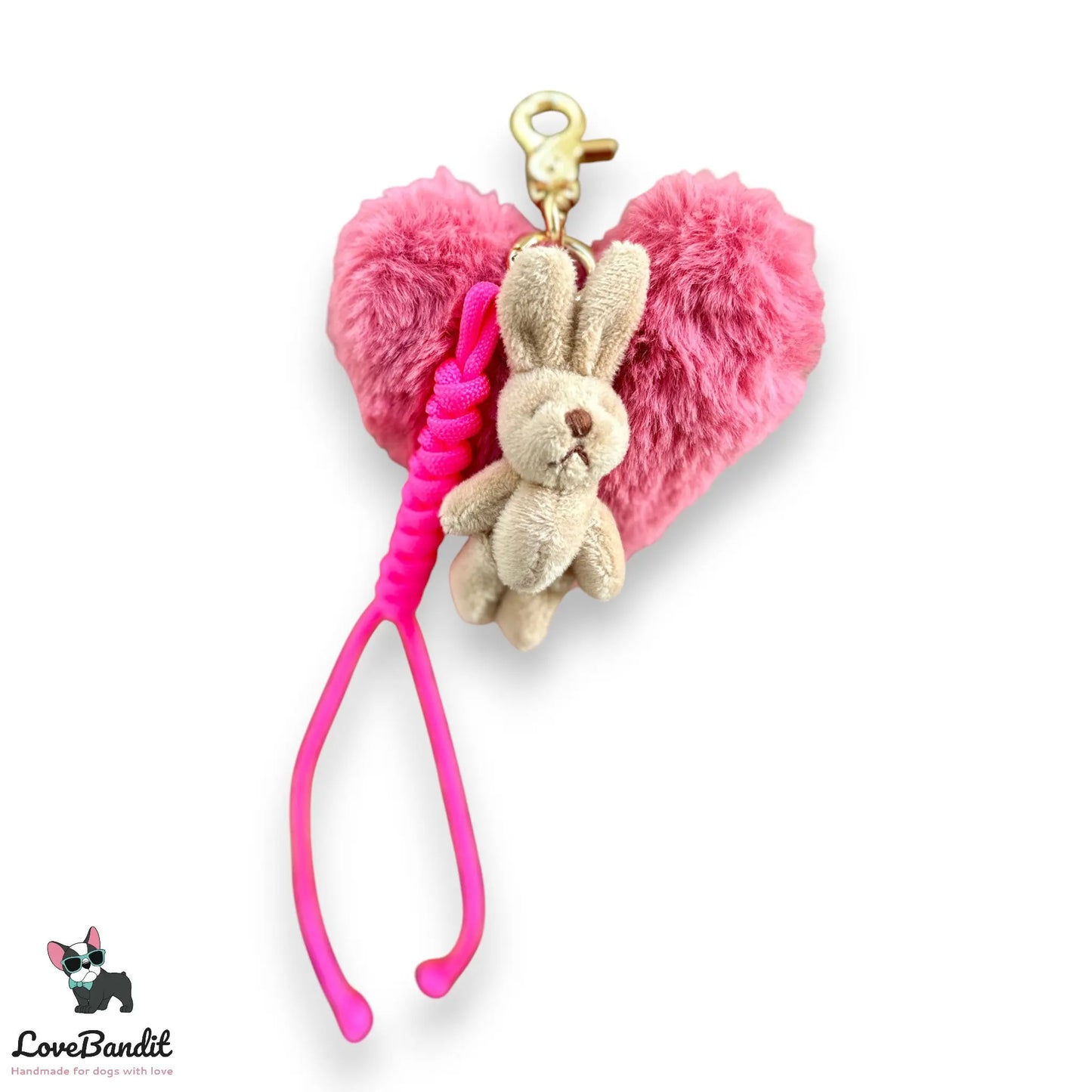 Taschenanhänger Bag Charm Häschen Plüschherz, Seil, Bandana - LoveBandit