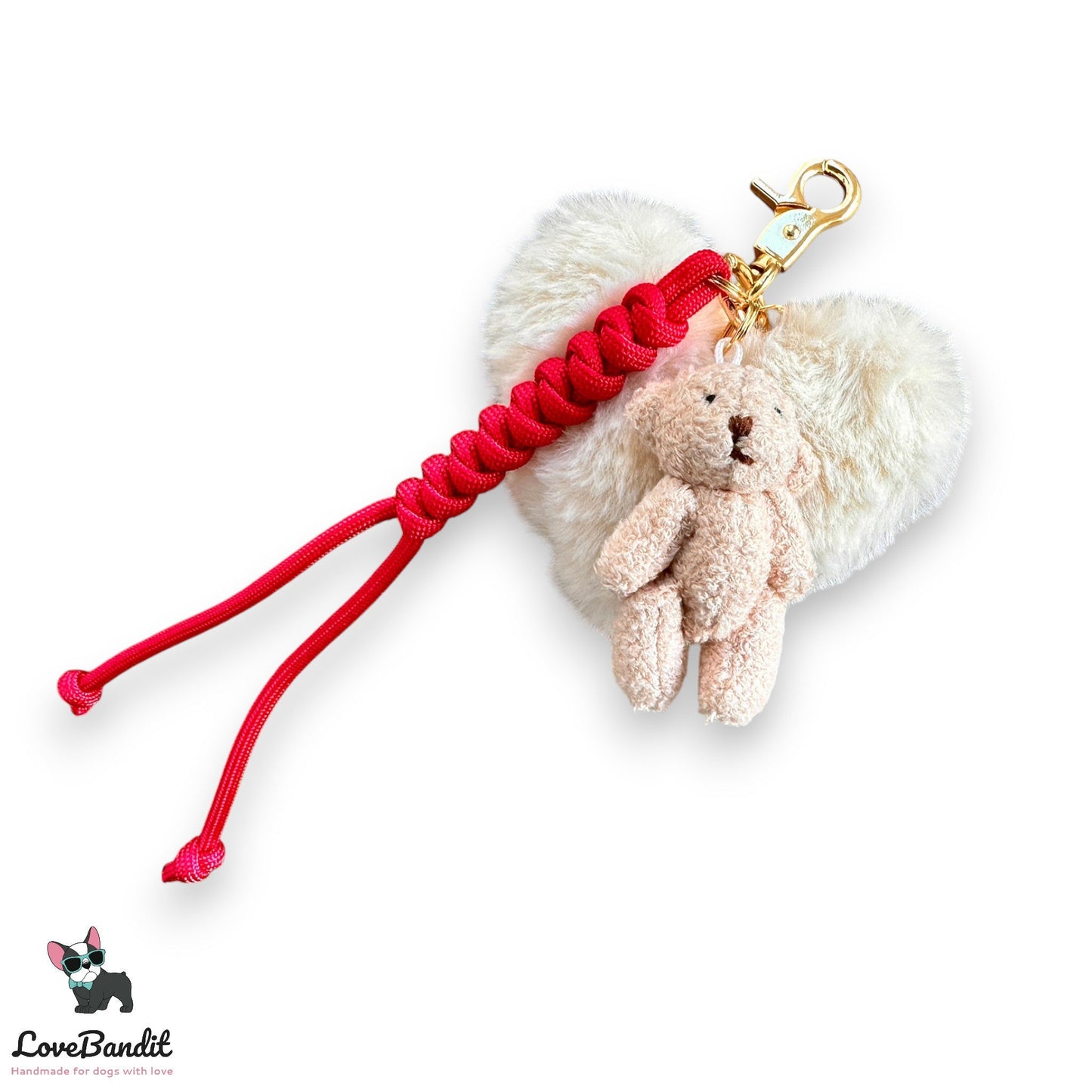 Taschenanhänger Bag Charm Teddy, Plüschherz, Seil, Bandana - LoveBandit