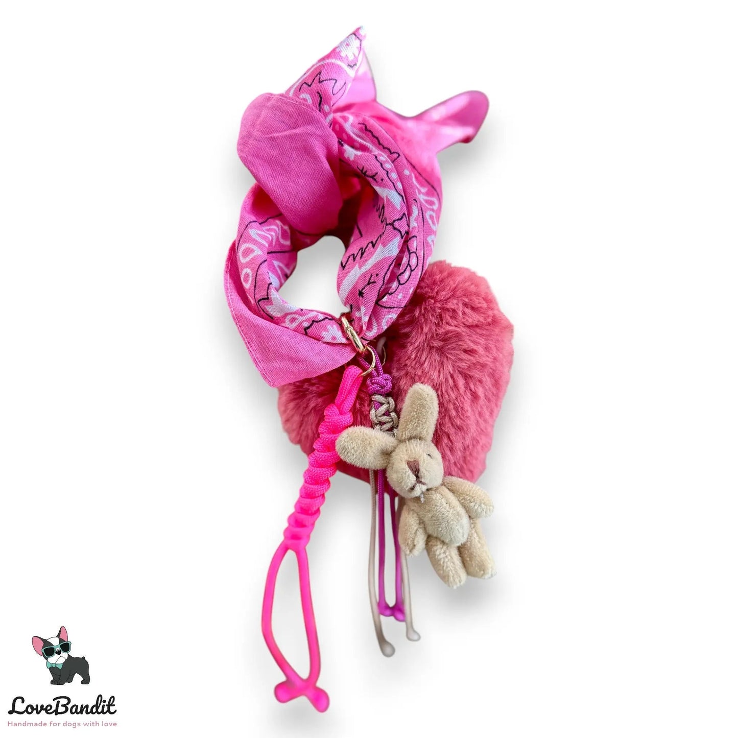 Taschenanhänger Bag Charm Häschen Plüschherz, Seil, Bandana - LoveBandit