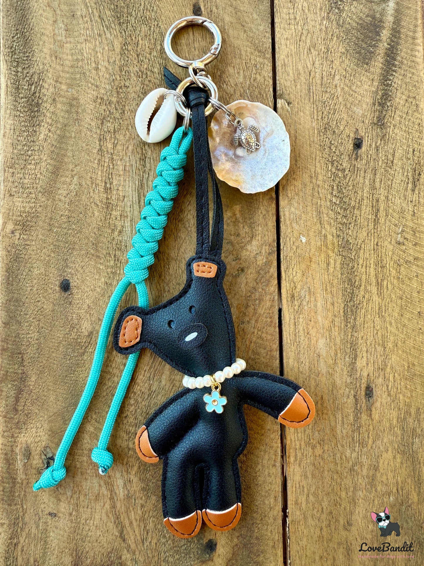 Taschenanhänger Bag Charm "Sommerbär" Pearlmutt & Türkis LoveBandit