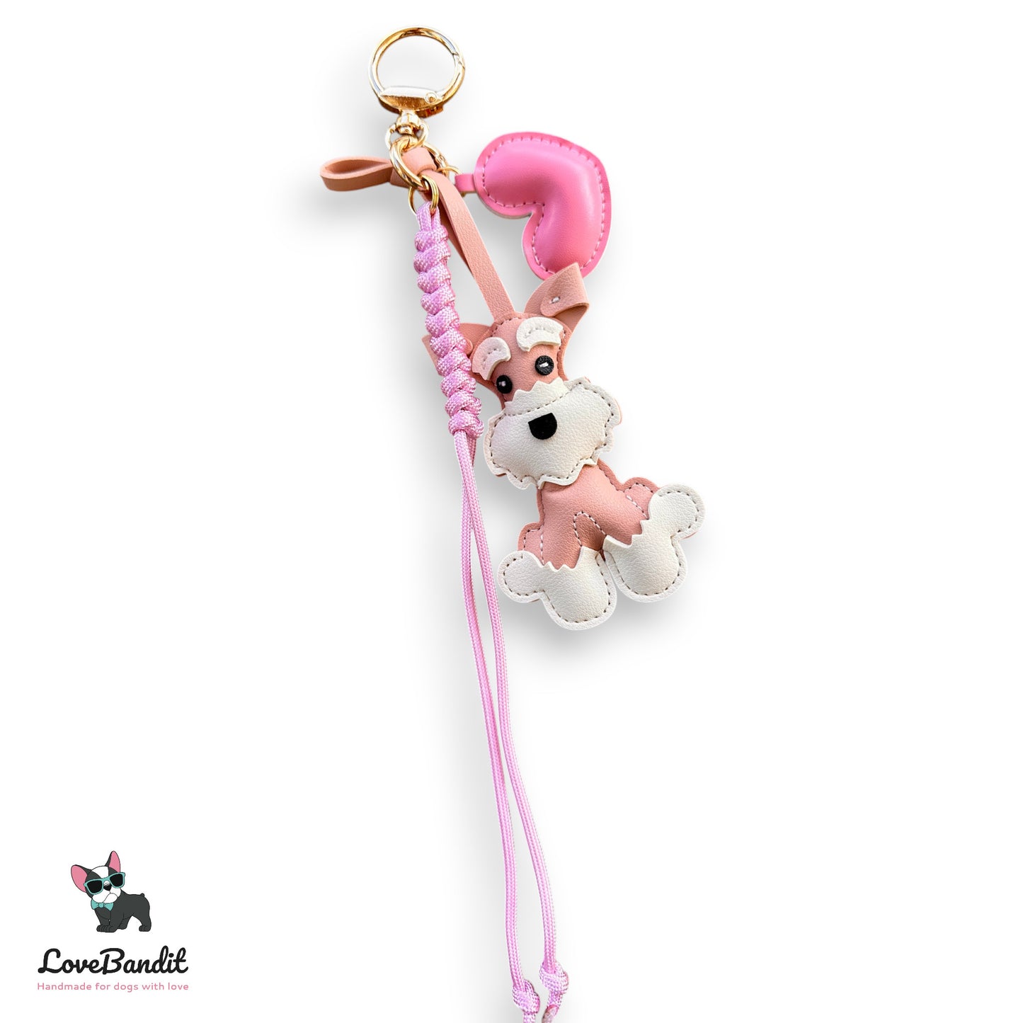 Taschenanhänger Bag Charm Hund rosa Herz - LoveBandit