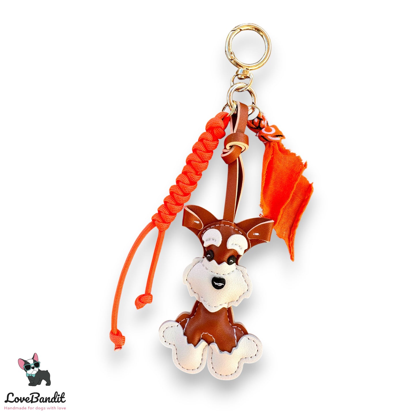 Taschenanhänger Bag Charm Hund cognacbraun Bandana - LoveBandit