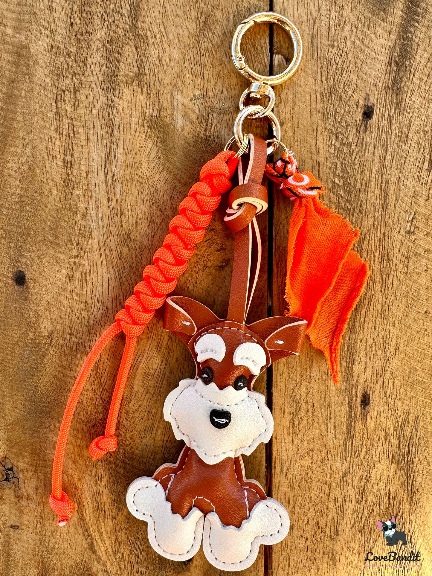 Taschenanhänger Bag Charm Hund cognacbraun Bandana - LoveBandit