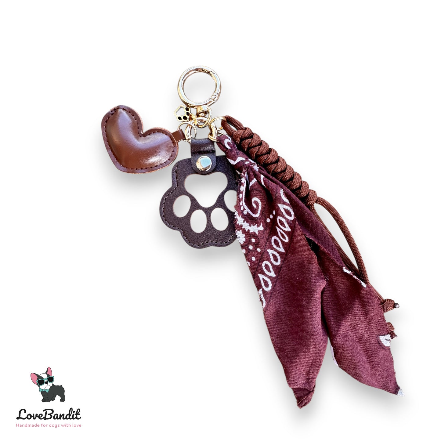 Taschenanhänger Bag Charm Memories Pfote für Tierfell Dunkelbraun - LoveBandit